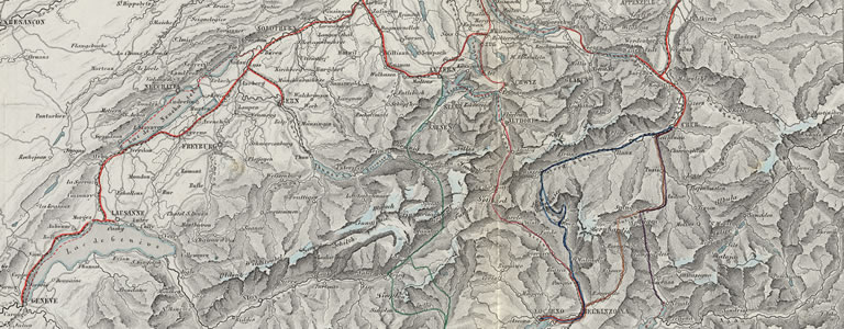 Die Schweiz und die projectirten Eisenbahnen, in: Chemin de fer des Alpes, 1852.