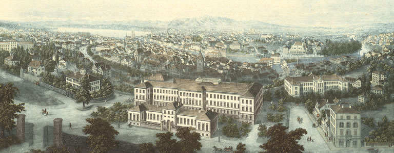 Heinrich Siegfried: Vue générale de Zurich prise au dessus de l’Observatoire. [Zürich, ca. 1870].