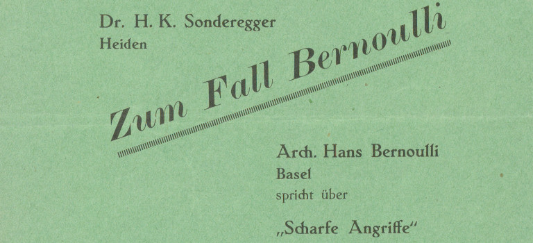 Freigestellter Freigeist – Hans Bernoulli zum 140. Geburtstag