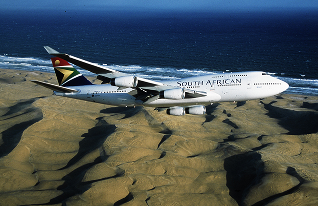Boeing 747-444, ZS-SAK der South African Airways (SAA) im Flug