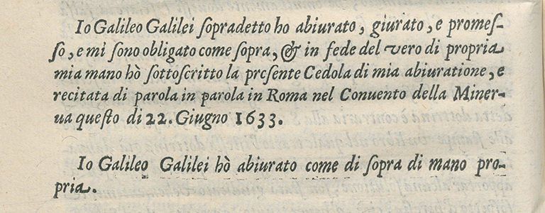Assertio 123 – Galileo Galilei schwört ab