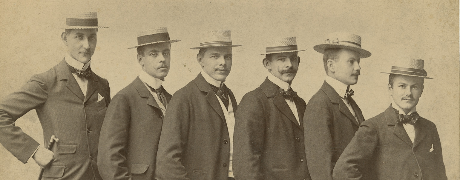 Hans Sulzer (links) während des Studiums in Leipzig mit Kommilitonen, um 1899.